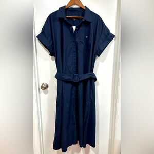 NWT Women’s Banana Republic Navy Blue Belted Shirt Dress in size XL